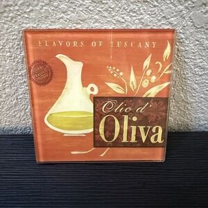 Pier 1 Imports Flavors of Tuscany Cucina Glass Coaster Set of 4